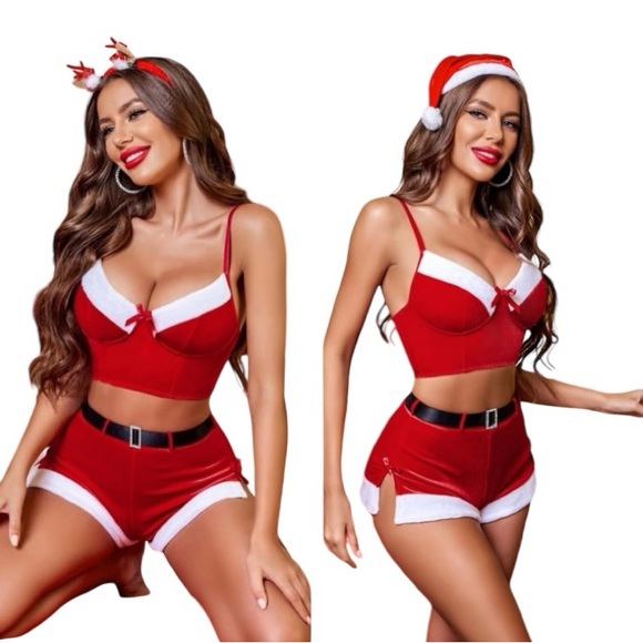 AVIDLOVE Velvet Christmas Santa Set with Christmas Hat Women’s Sz XL - Picture 2 of 11